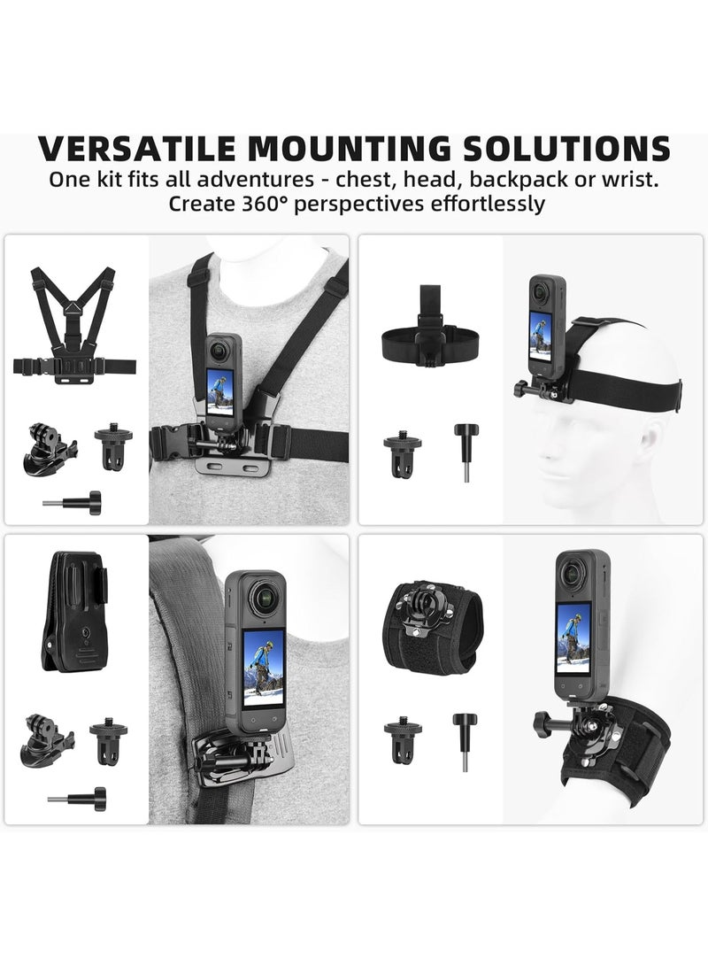 مجموعة ملحقات Insta 360 X5 X4، حزام الرأس لتركيب الصدر، حمالة الظهر، مثبت القلاب، حزام المعصم، محول دوار 360 درجة + إصدار سريع لـ Insta360 One X5 X4 X3 X2 X مجموعة ملحقات الكاميرا. - Image 5